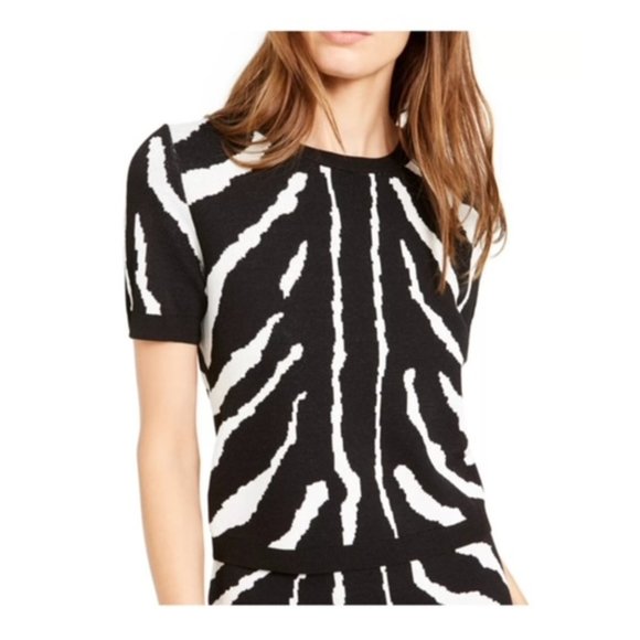 Bar III Zebra Print Sweater Top - Picture 1 of 6